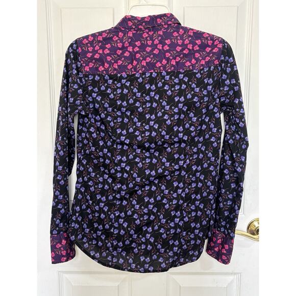 J Crew Liberty Fabrics Pink Purple Floral Button Up Size 2 Preppy Office - Picture 2 of 6